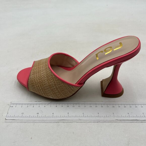 FSJ Pink Women Peep Toe High Heel Sandals Slip On Mules Sexy Stilettos Shoes - Picture 1 of 7